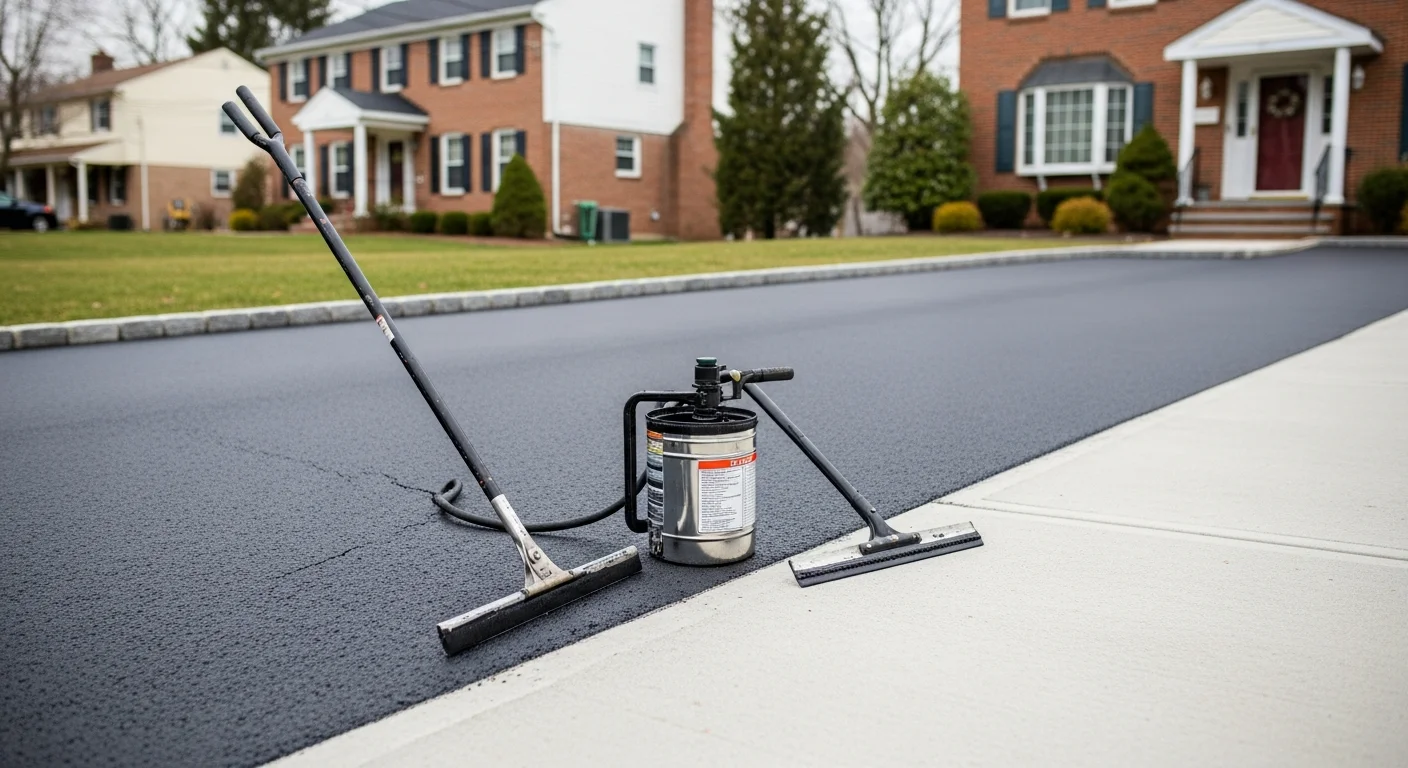 Newly paved residential driveway in North Jersey