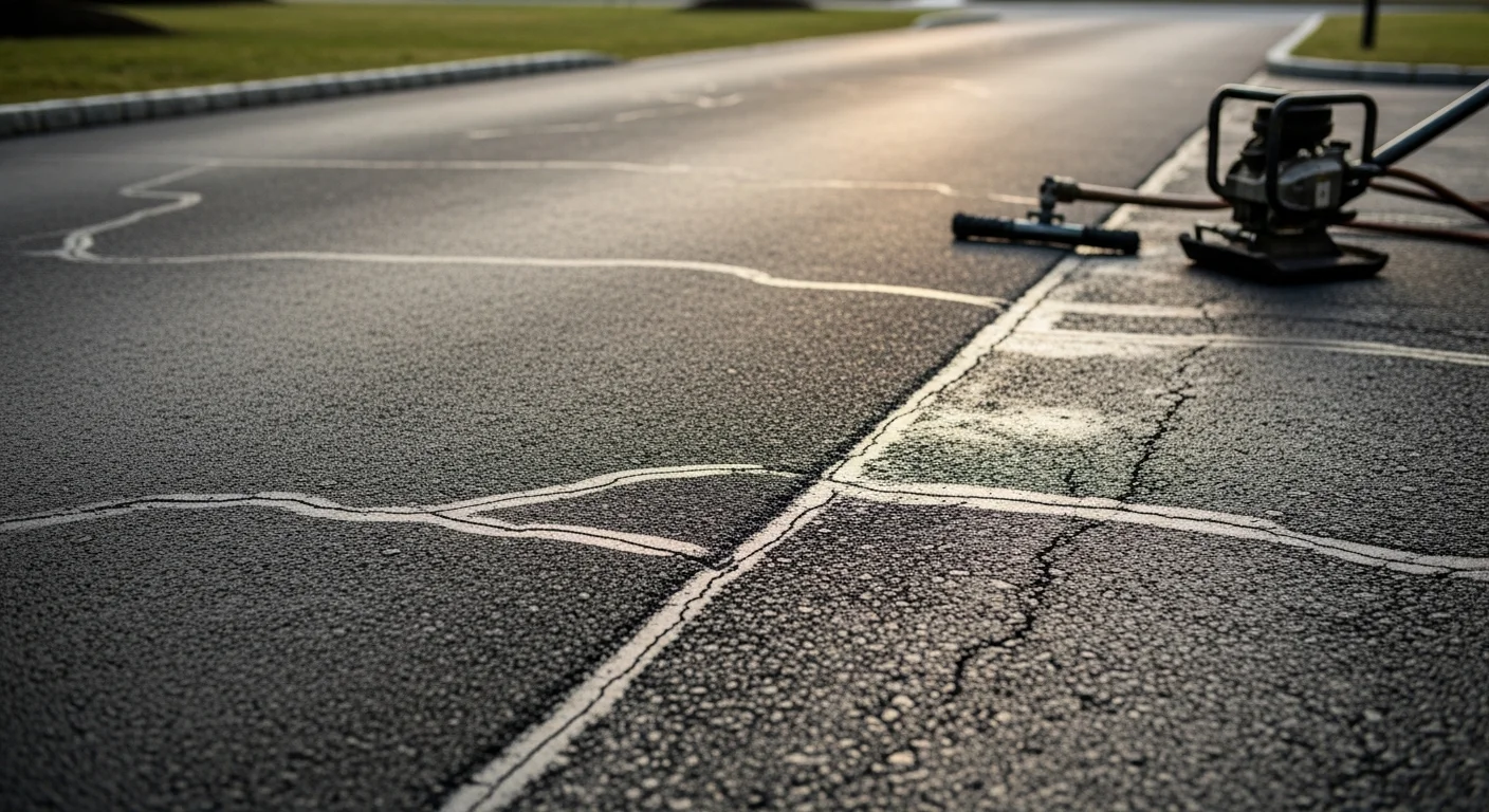 A freshly patched asphalt driveway in north Jersey with smooth, dark pavement filling a repaired pothole. The surrounding surface shows clean edges where damaged asphalt was removed and replaced.